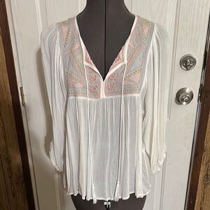 Flying Tomato Embroidered White Blouse
